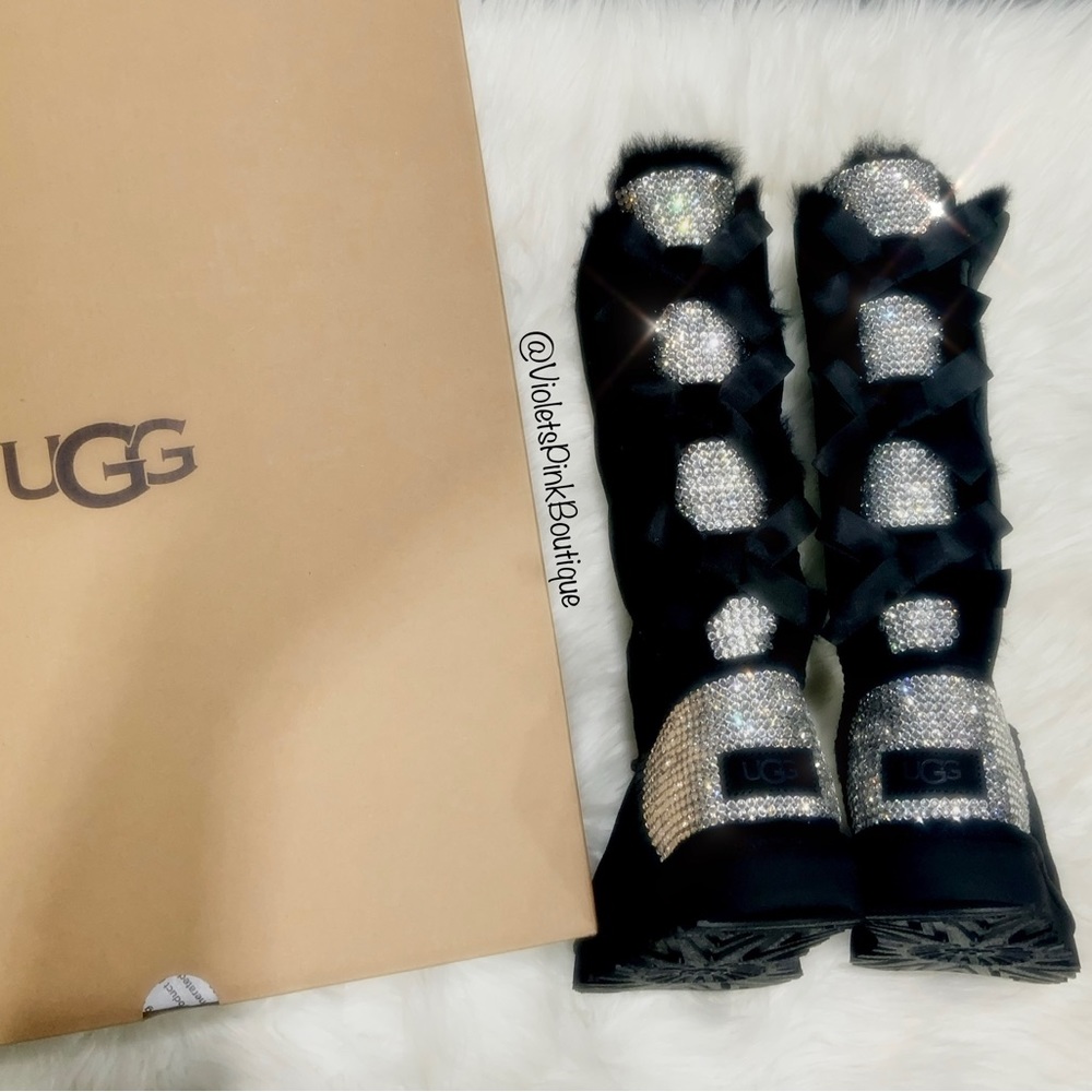 Bling Diamond Bailey bow tall Ugg boots with Swarovski Women’s Boots